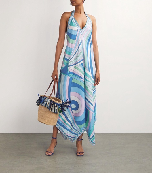 Silk Asymmetric Halterneck Dress