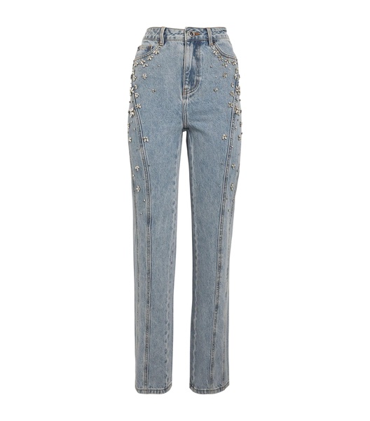 Crystal-Embellished Straight Jeans 