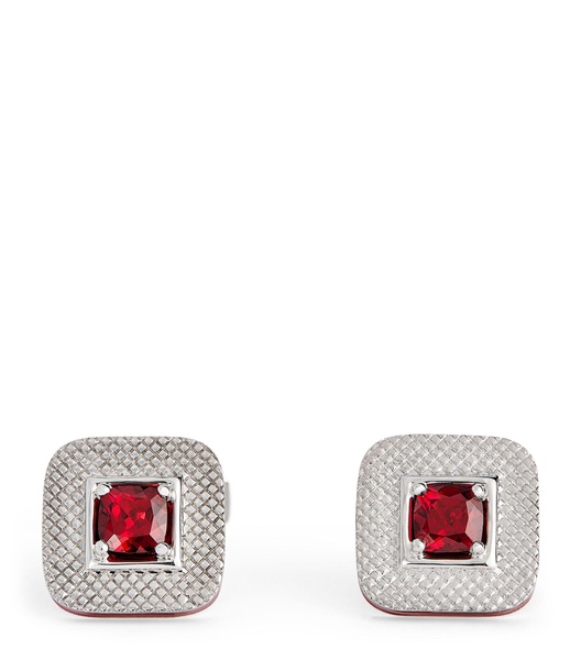 Sterling Silver and Red Garnet Refratto Cufflinks