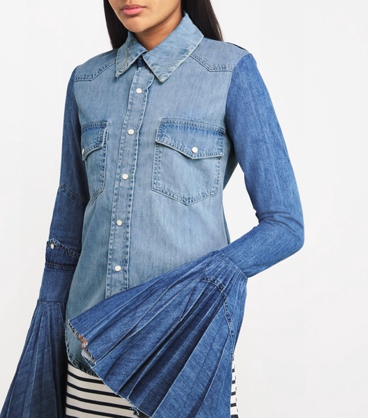 Denim Bell-Sleeve Shirt