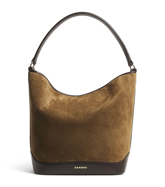 Suede-Leather Bucket Bag 