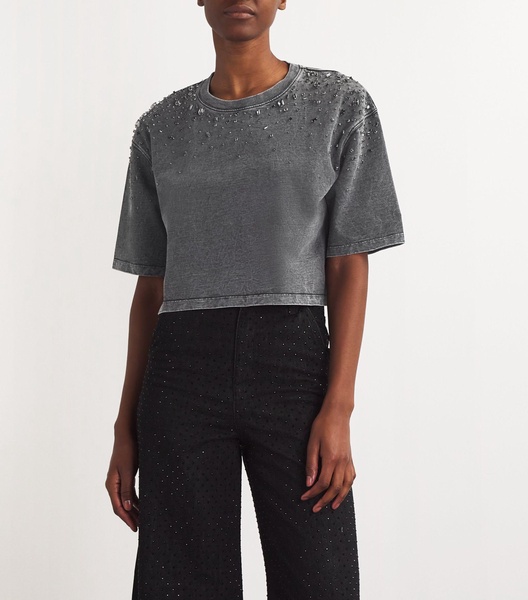 Rhinestone Cropped T-Shirt