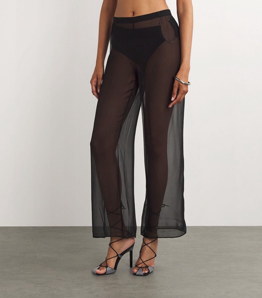 Silk Sheer Wide-Leg Trousers