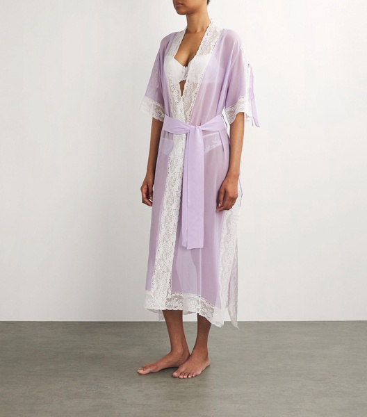 Silk Lace-Trim Costanza Robe