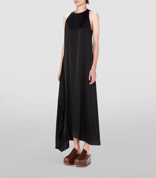 Satin Asymmetric Maxi Dress