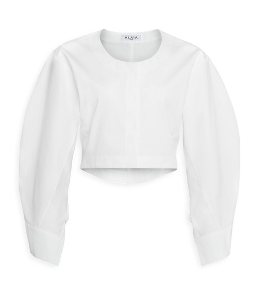 Puff-Sleeve Cropped Blouse