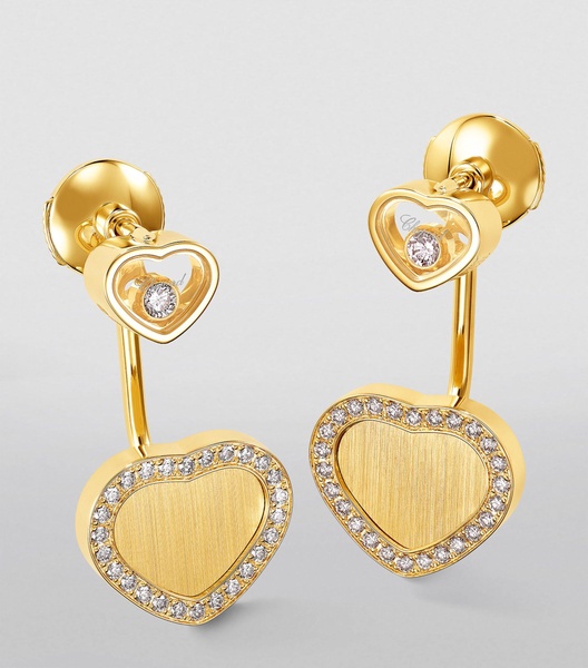 Yellow Gold and Diamond Happy Hearts Golden Hearts Earrings