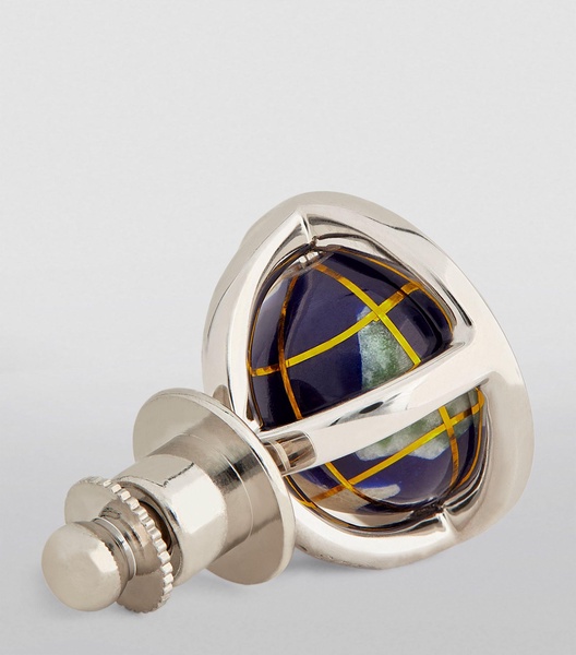 Sterling Silver and Lapis Lazuli Globe Cufflinks