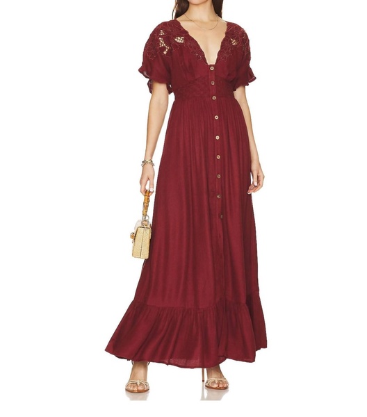 colette maxi dress in cinnamon brown