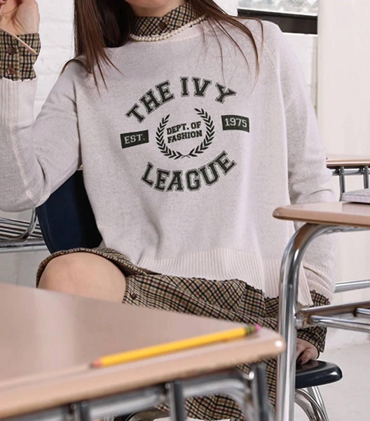 cashmere ivy league sweater in white