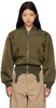 Khaki Convertible Rib Reversible Bomber Jacket