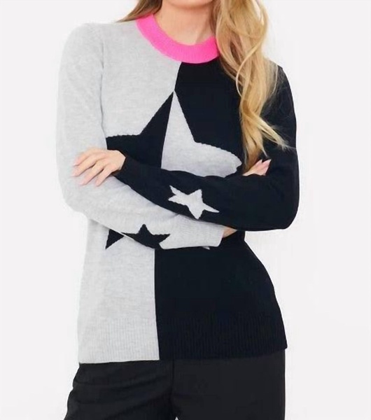 split star knit sweater in coal