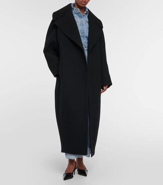 Cocoon wrap wool coat