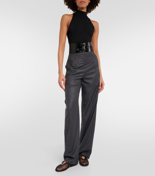 High-rise virgin wool straight pants