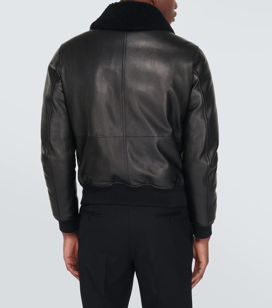 Shearling-trimmed leather jacket 