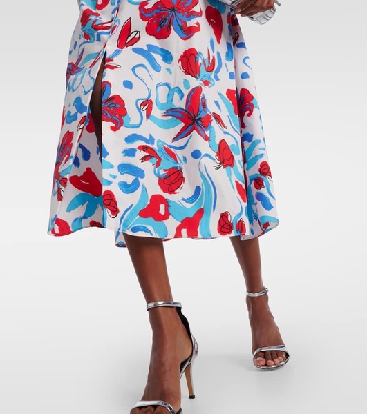 Heather floral cotton-blend midi dress