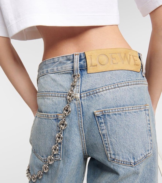 High-rise chain-detail flared jeans