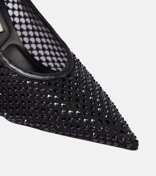 Iconic embellished mesh and faux leather pumps