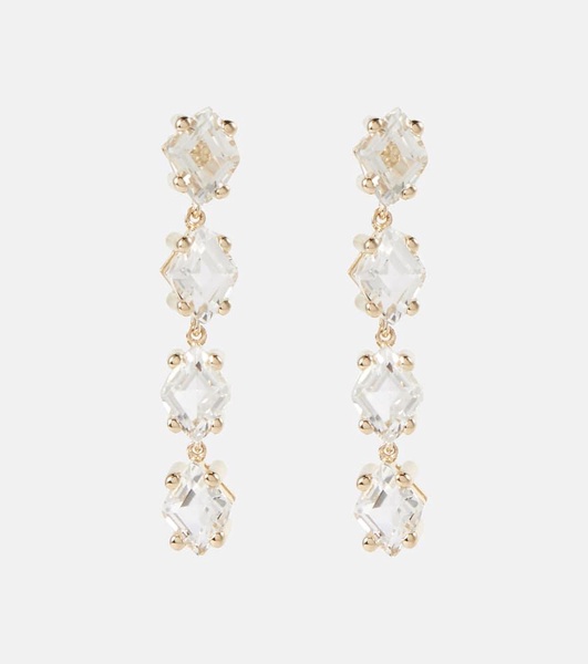 Kira 14kt gold drop earrings with white topaz