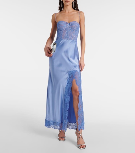 Larisa lace-trimmed silk maxi dress