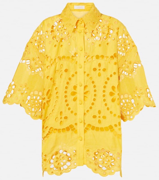 Pop broderie anglaise linen shirt