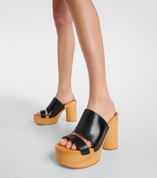 Hyun leather platform mules