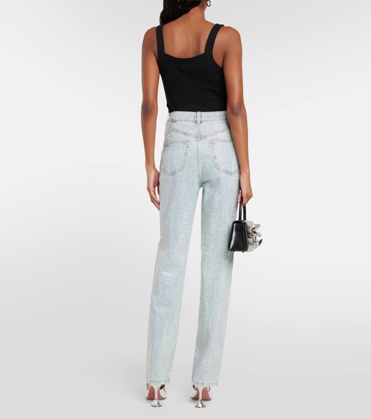 Embellished high-rise straight jeans