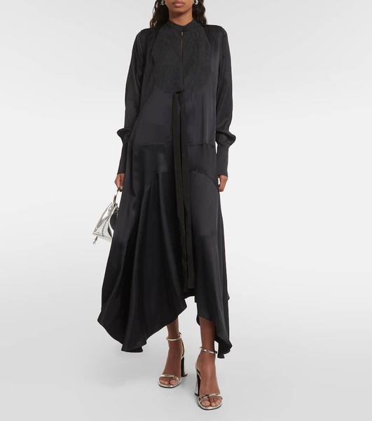 Asymmetric pleated midi dress