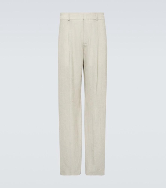 Wool and silk-blend mouliné wide-leg pants