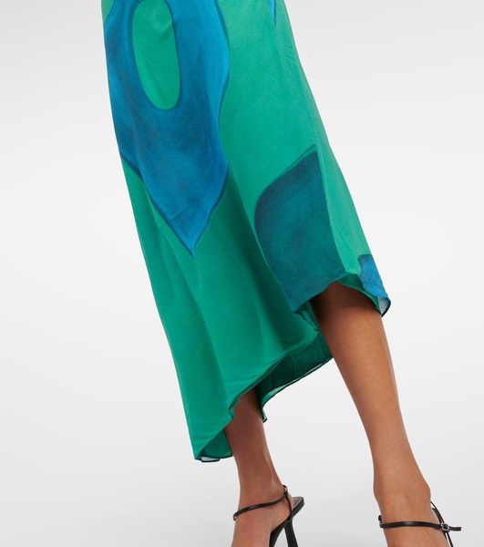 Frankie silk-blend midi skirt