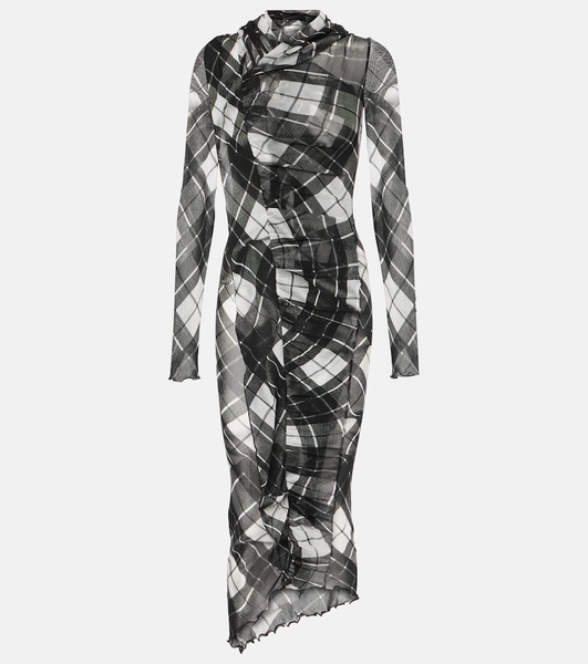 Tartan deconstructed tulle maxi dress