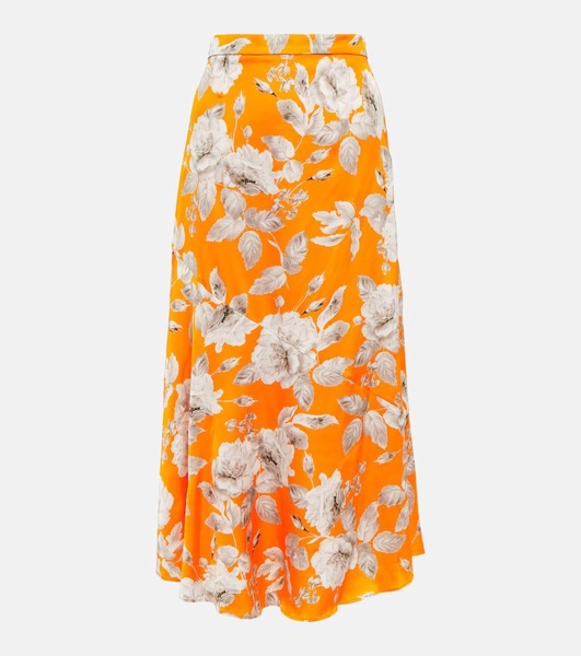 Griselda floral satin midi skirt