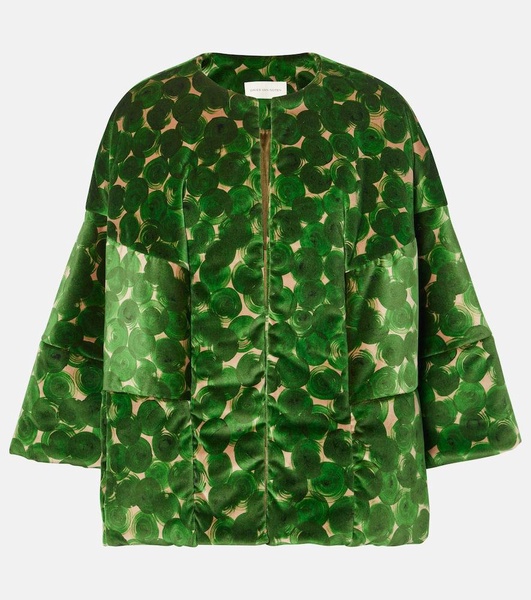 Printed velvet bomber jacket