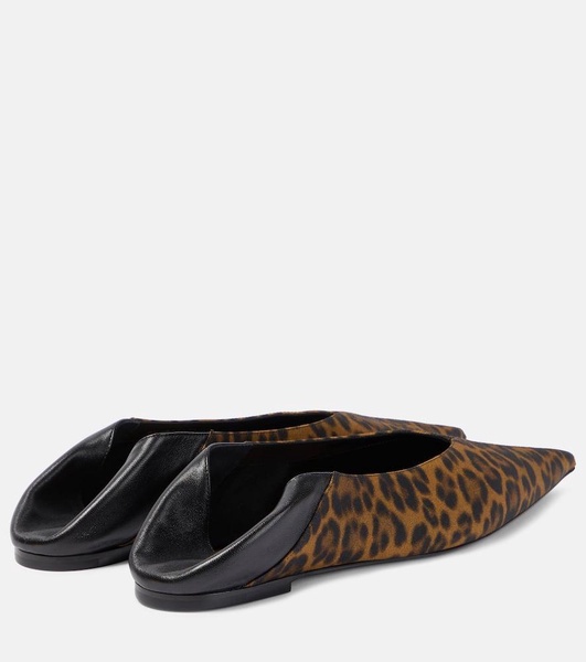 Nour leopard-print leather-trimmed mules