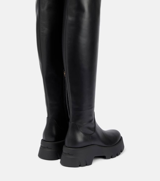 Leather knee-high boots