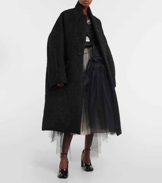 Oversized cotton-blend cloqué coat