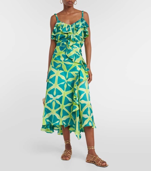 Zoya printed silk midi dress