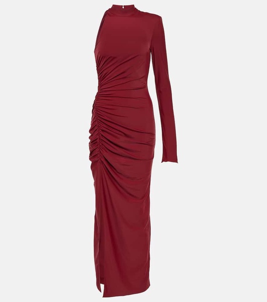 One-shoulder ruched maxi dress