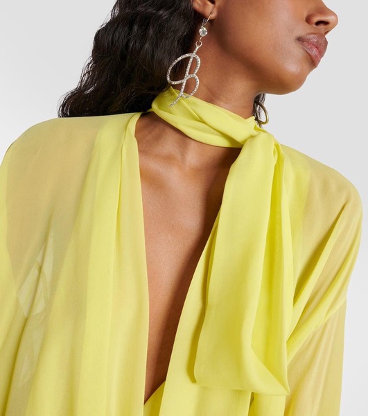 Tie-neck silk blouse