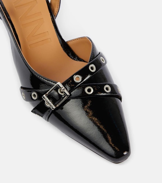 Eyelets faux leather slingback pumps