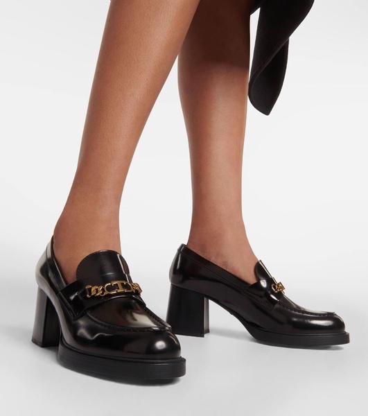 Leather loafer pumps