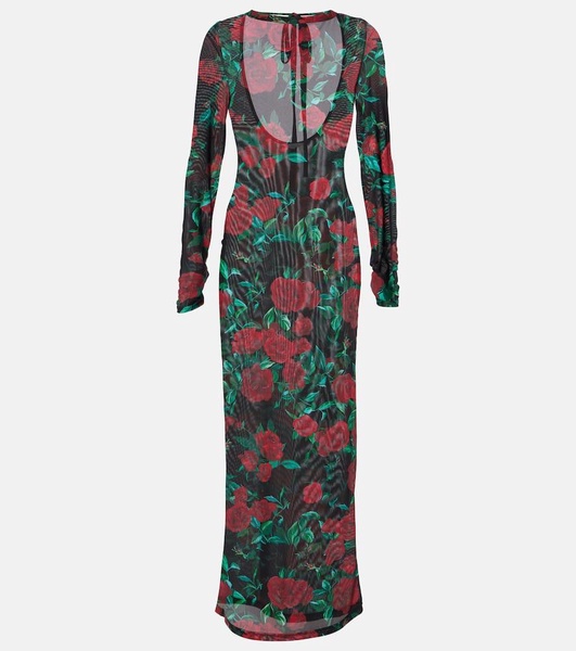 Selene floral mesh maxi dress