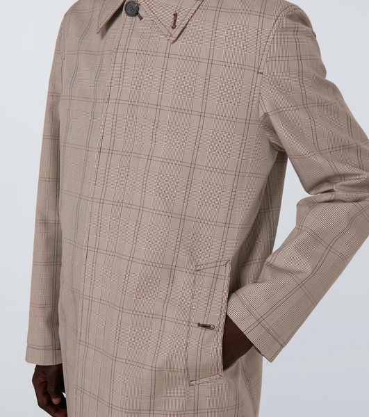 Prince of Wales checked trench coat