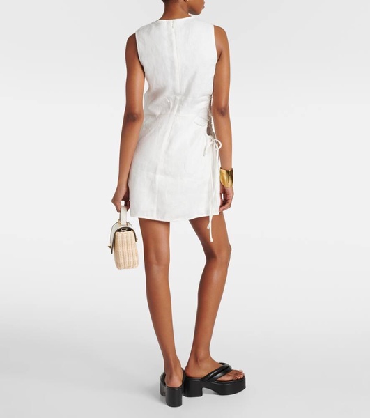 D'Orsay cutout linen minidress