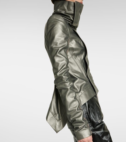 Metallic leather biker jacket