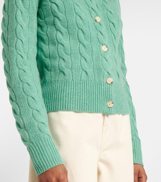 Cable-knit wool and cashmere cardigan