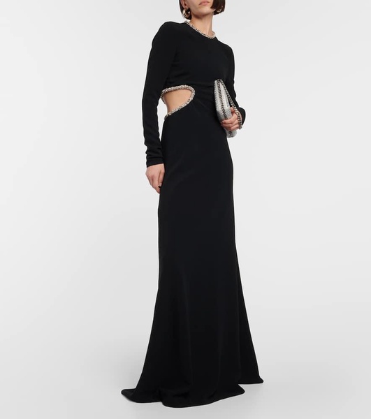 Crystal-embellished cutout cady gown