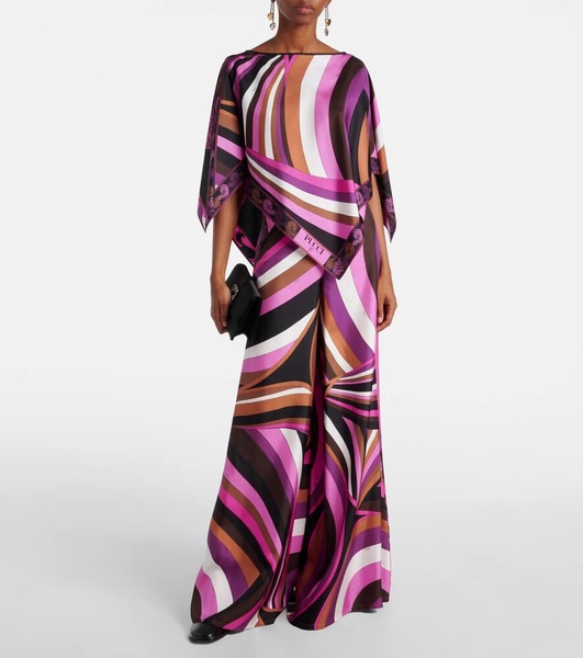 Iride printed silk twill palazzo pants