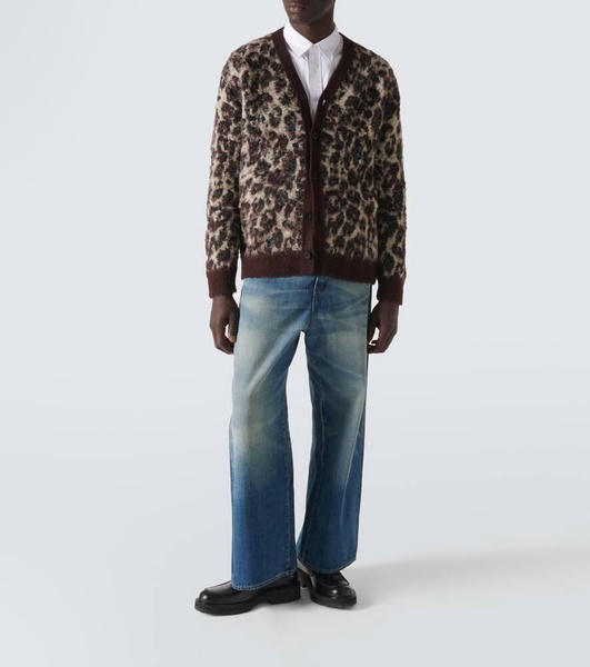 Leopard-print jacquard cardigan