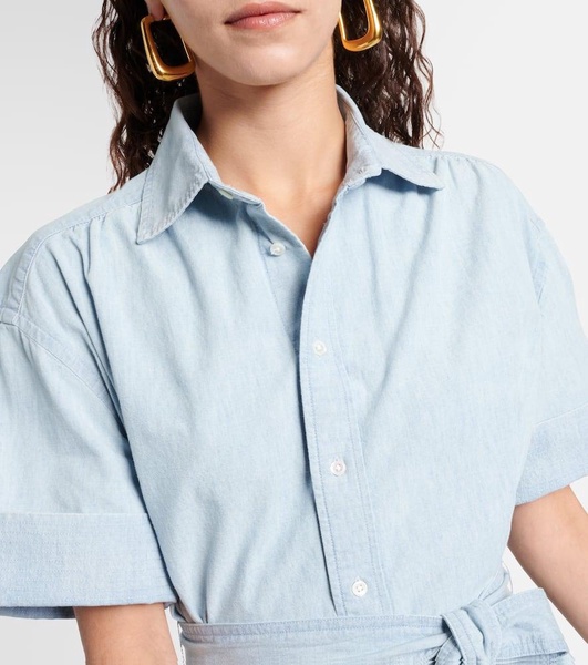 chambray midi shirt dress